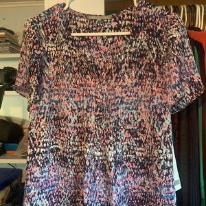 Navy/white/pink blouse.